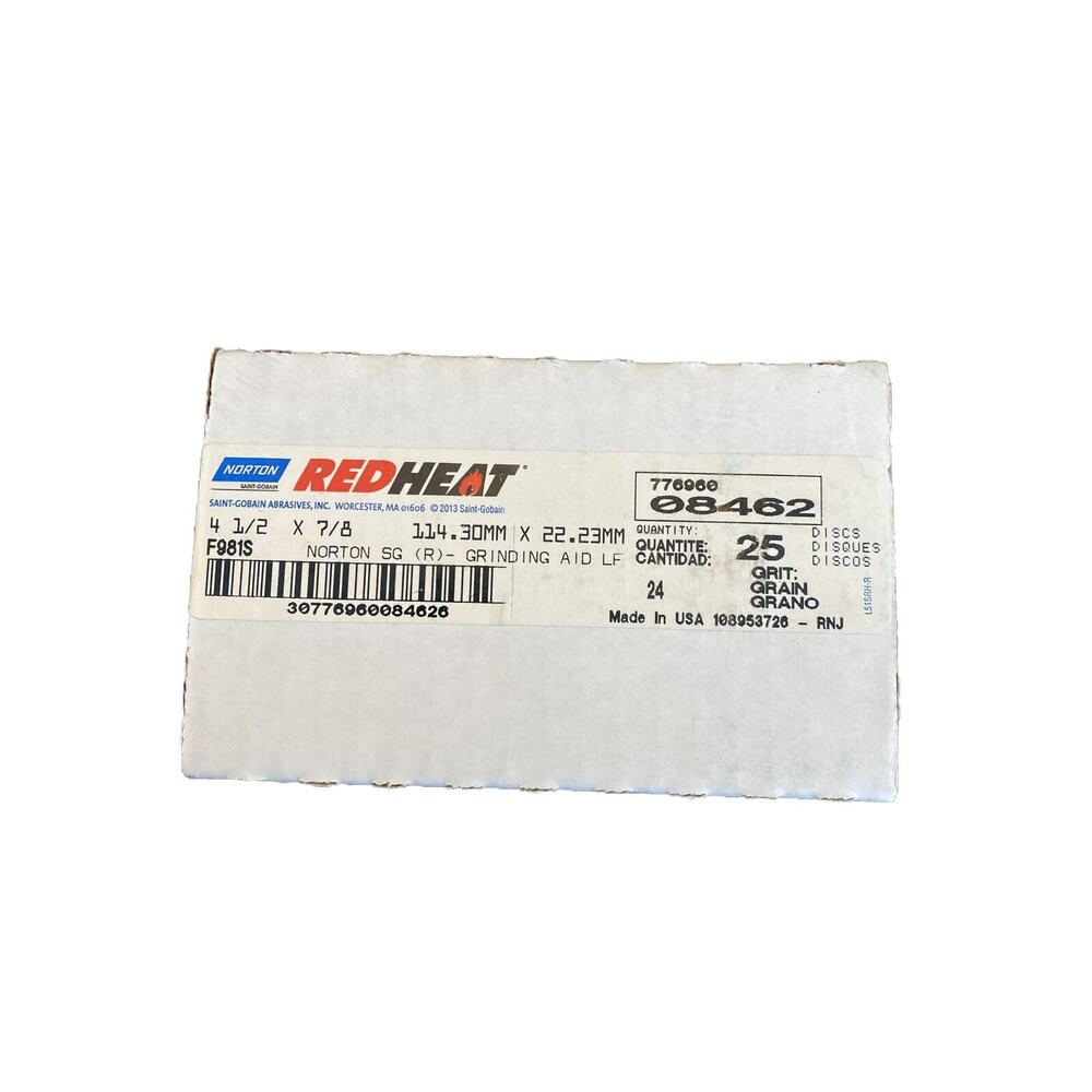 Norton Fiber Discs Red Heat F981S 4 1/2 X 7/8 24 Grit 25 Count New